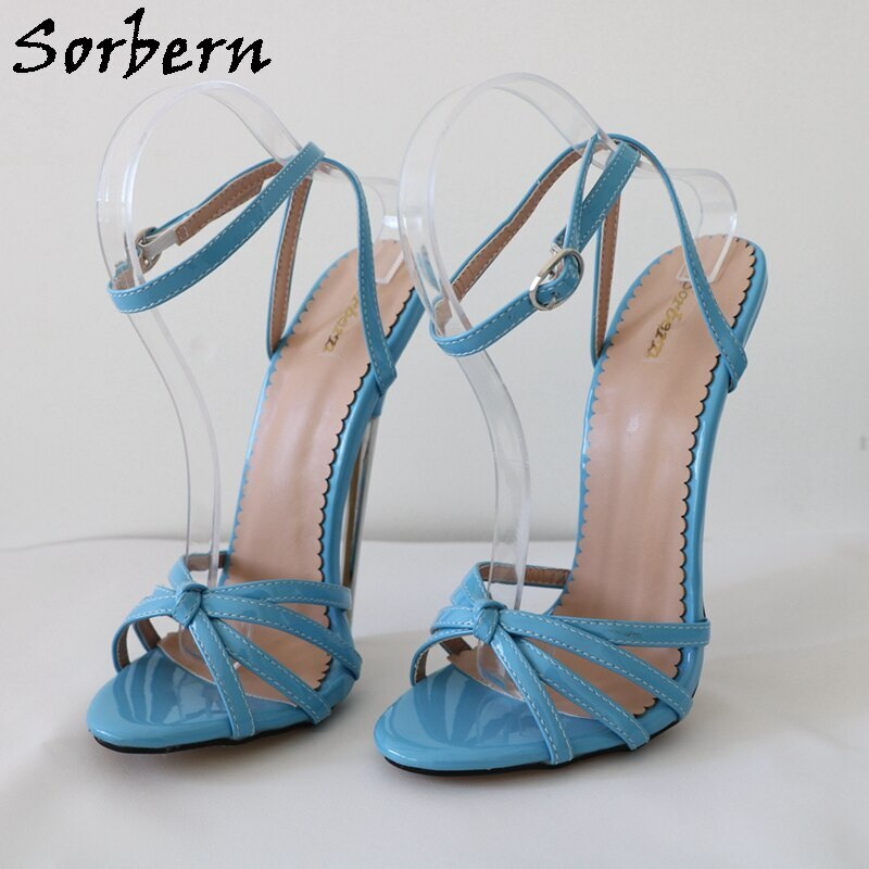 Sorbern Plus Size Women Sandals Metal 18CM High Heels Buckle Strap