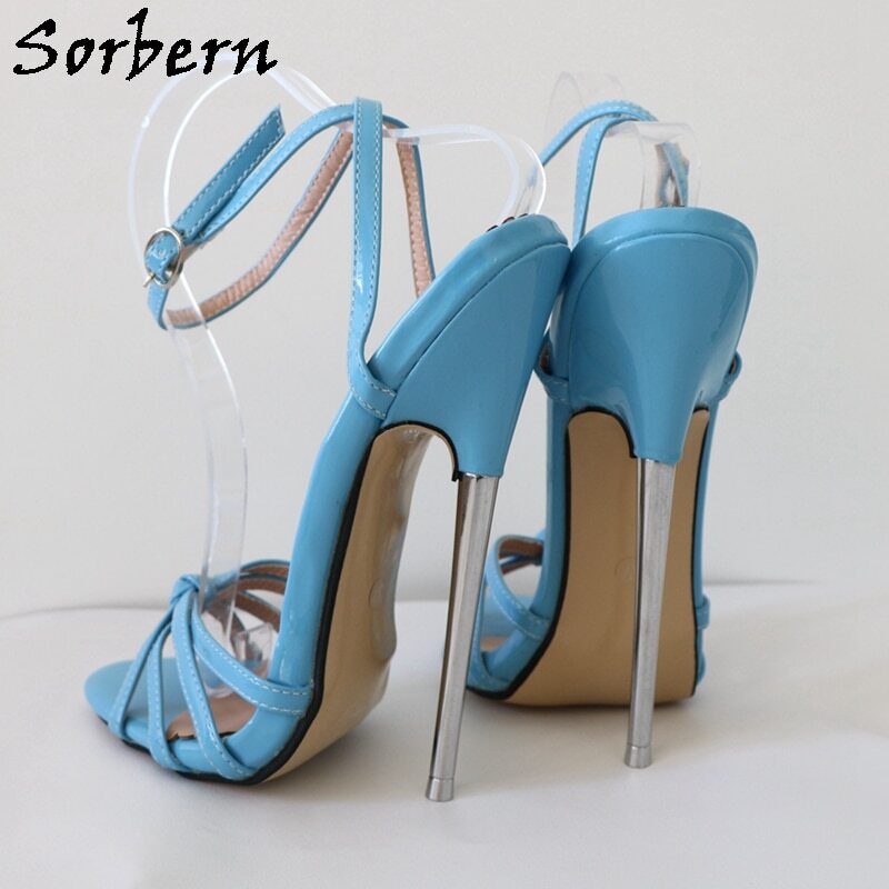 Sorbern Plus Size Women Sandals Metal 18CM High Heels Buckle Strap