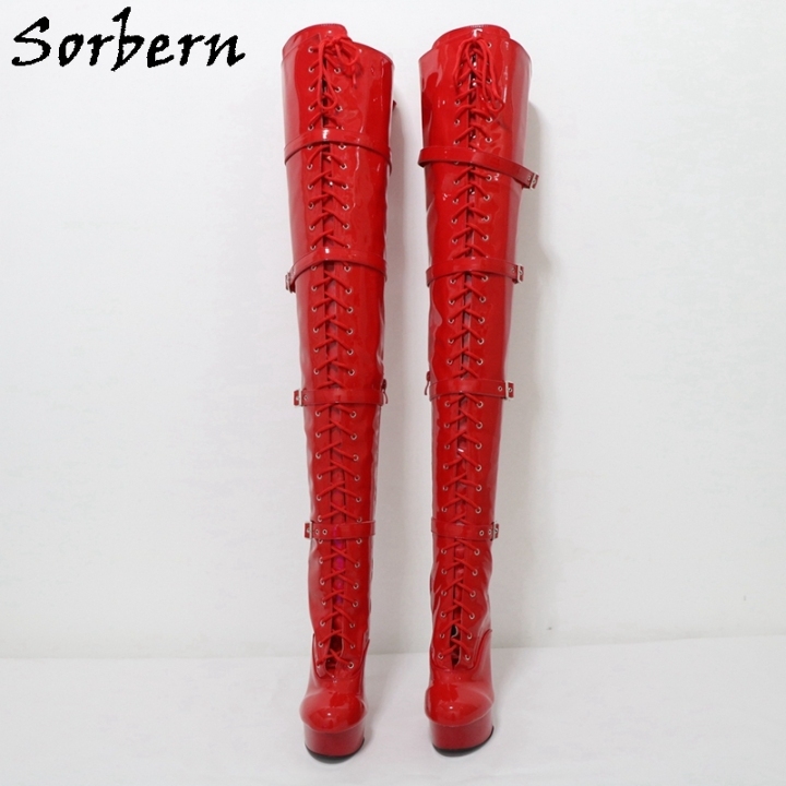 Thigh high plastic boots hotsell