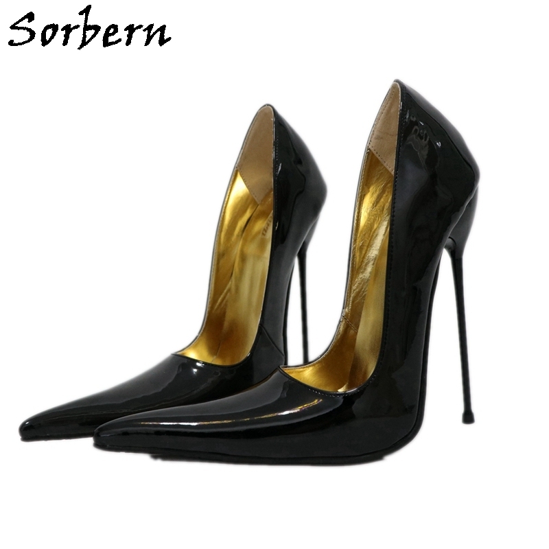 Sorbern Long Pointy Toes Women Pumps Big Size Stilettos High Heels 