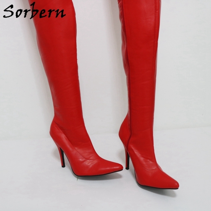 Sorbern Custom Crotch Thigh High Boots Women Stilettos 12Cm High Heel