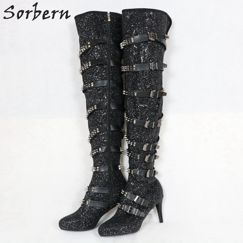 Sorbern Custom Mid Thigh High Boots For Guys Kinky Boot Art Performance