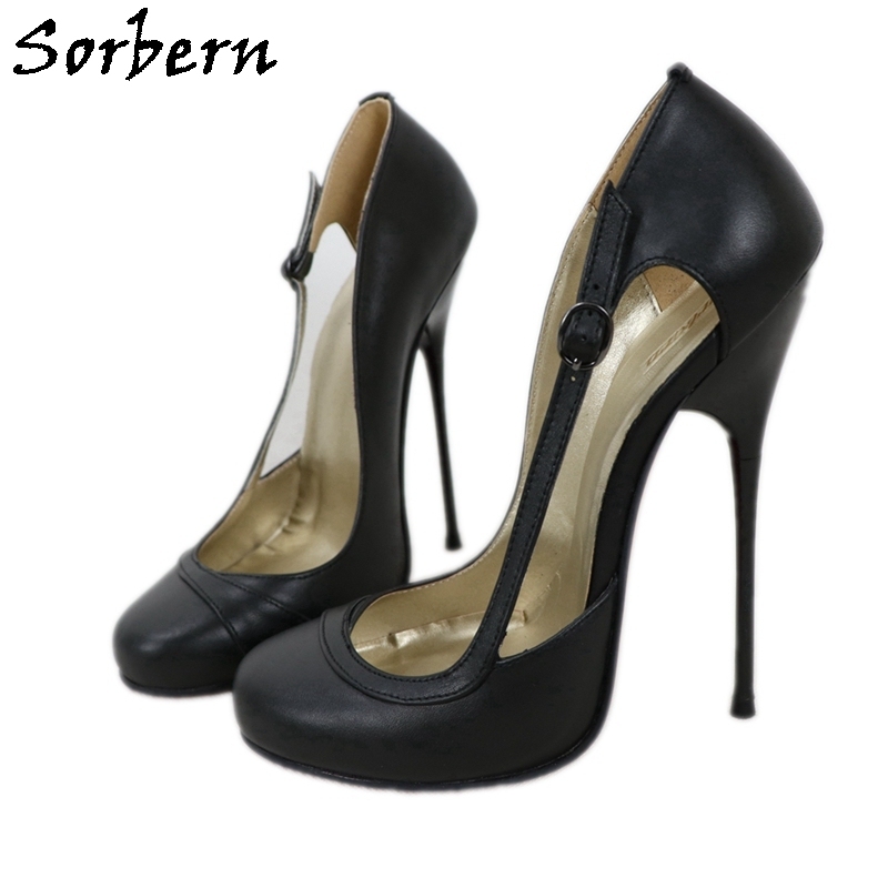 Sorbern Sexy Metal High Heel Women Pump Shoes Stilettos 15cm Heels Size 38 Ankle Straps Genuine