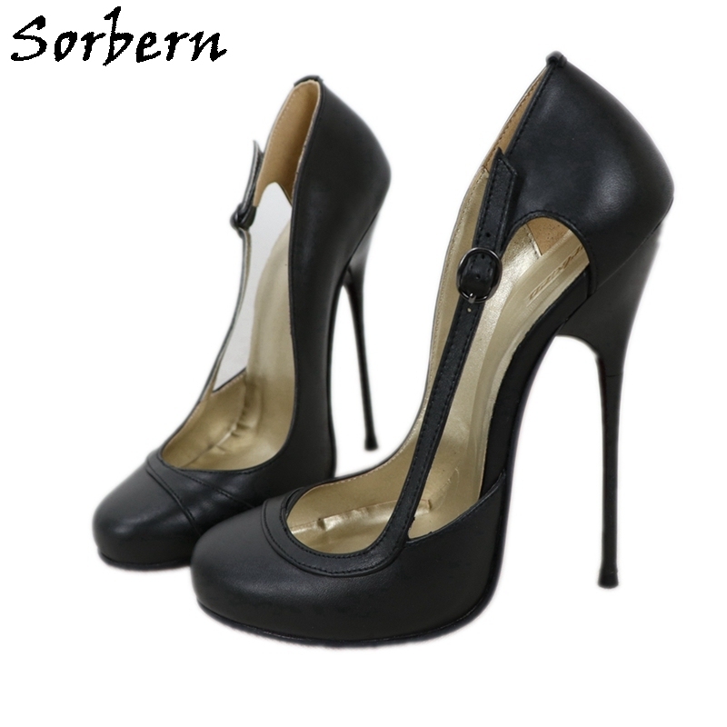 Sorbern Sexy Metal High Heel Women Pump Shoes Stilettos 15cm Heels Size 38 Ankle Straps Genuine 1019