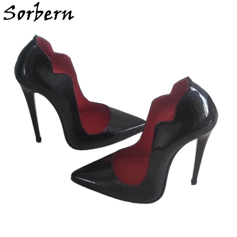 Sorbern Black Wave Shoes High Heel Women Pump 14Cm 16Cm Stilettos