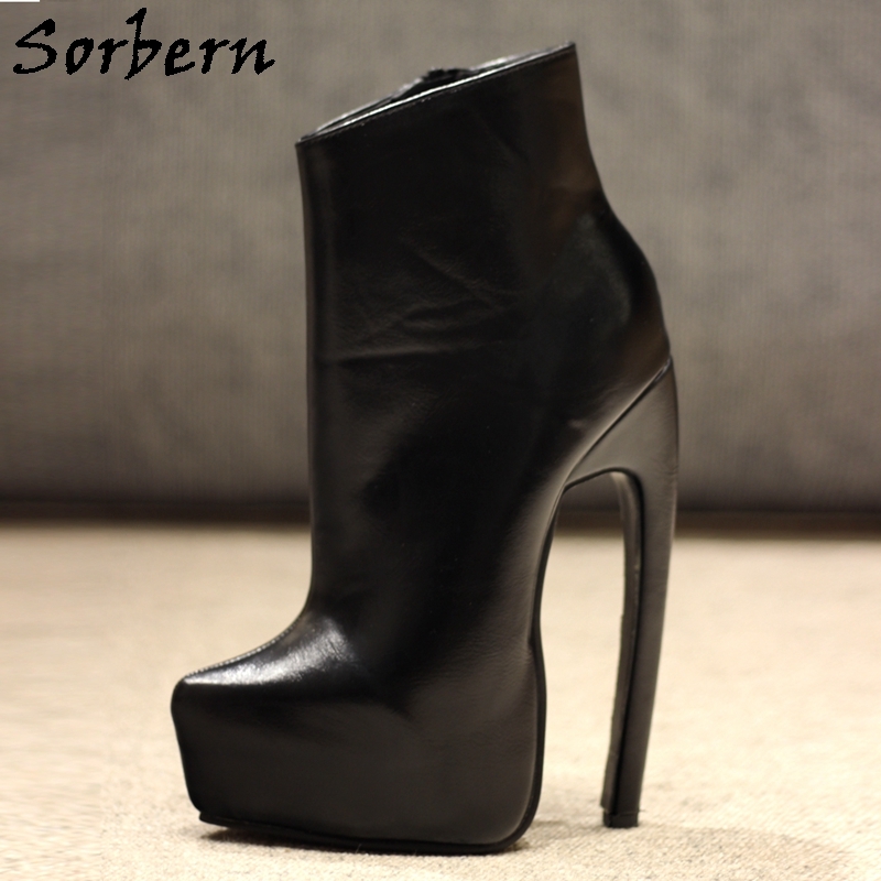 Sorbern Desginer Ankle Boots Unisex Women Curved High Heel 18Cm Platform Short Booties Crossdresser Drag Queen Shoe
