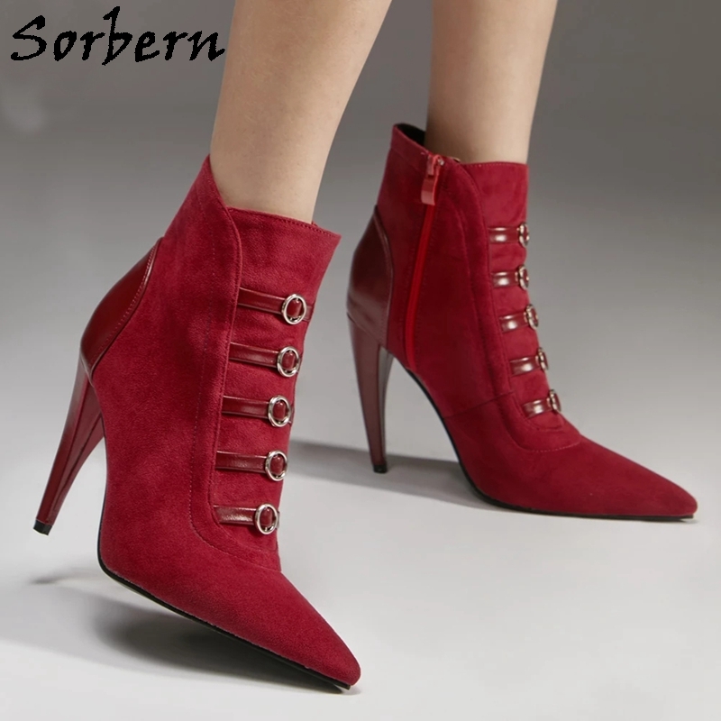 Women's Stiletto High Heel Ankle Boots with Tassel Pointy Toe Studded  Zipper Short Booties Heels Dress Shoes 