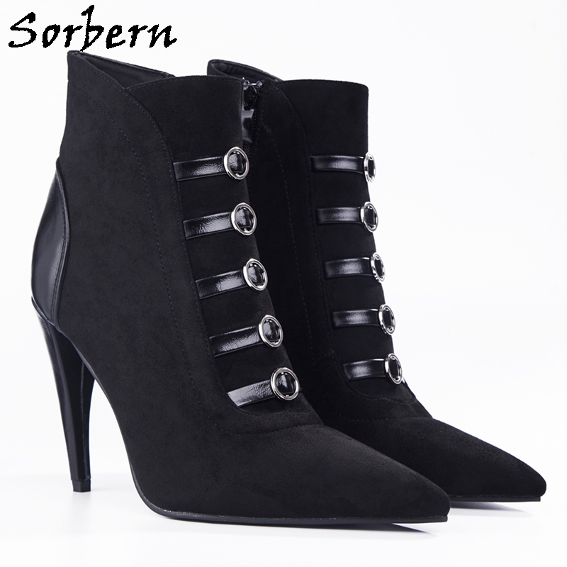 Women's Stiletto High Heel Ankle Boots with Tassel Pointy Toe Studded  Zipper Short Booties Heels Dress Shoes 