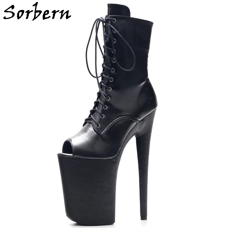 Sorbern Blue Mid Calf Pole Dance Boot Stripper High Heel 8 Inch 20Cm