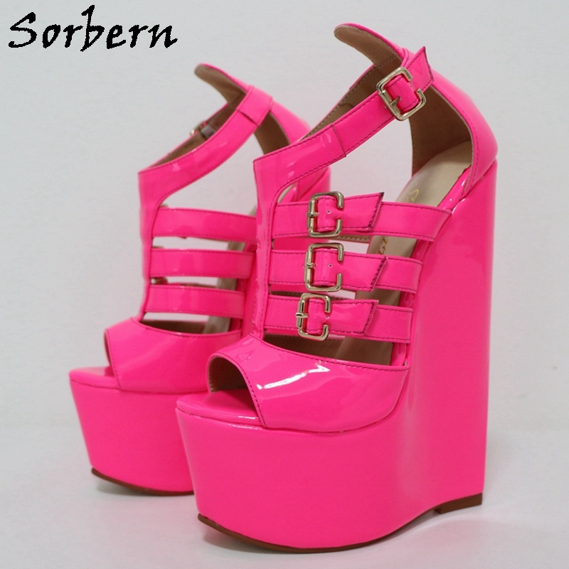 Sorbern Neno Peach Wedges Sandal 20cm High Heel Platform Summer