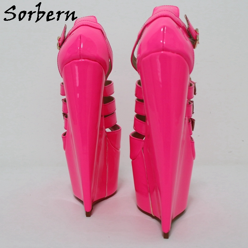 Sorbern Neno Peach Wedges Sandal 20cm High Heel Platform Summer Shoes Super  Narrow Sole