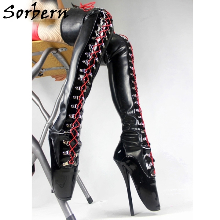 Sorbern Custom Latex Ballet Boots Unisex 18Cm Stilettos Mid Thigh High SM Heels