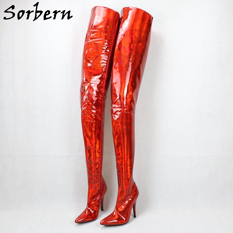 Sorbern 85Cm/125 Long Boots Women High Heels Pointed Toe Fetish Shoes Custom Wide Slim Fit Stilettos Kitten Heeled Shoes