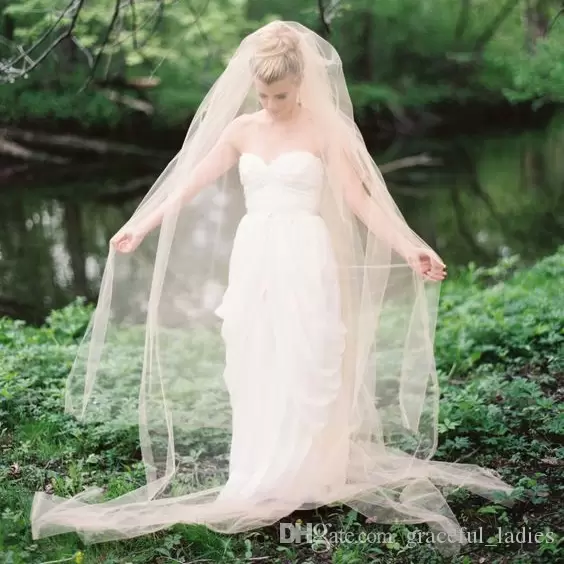 Luxury Blush Cathedral Wedding Veil 3.5M Long Bridal Veils With Comb Nylon Wedding Accessories Velos De Novia 2017 Two Layer
