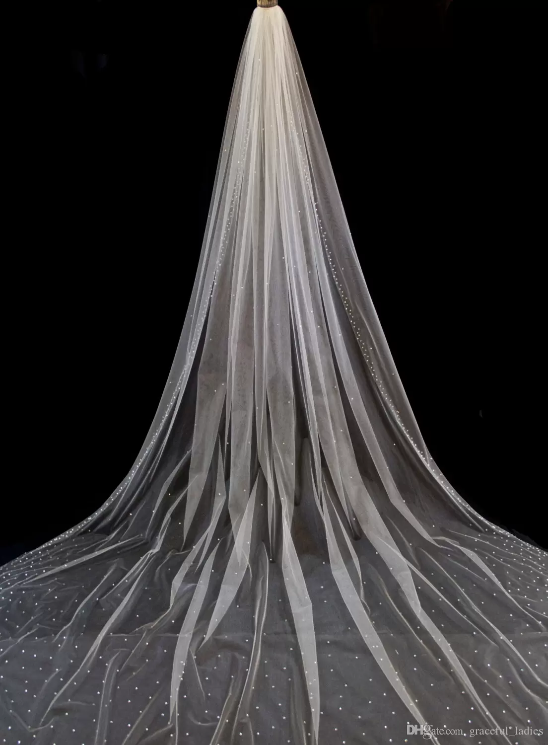 Royal Cathedral Length Bridal Veil with Crystal Edge and Scattered Crystals Bridal Accessories Veils 130 inch Wedding Veil