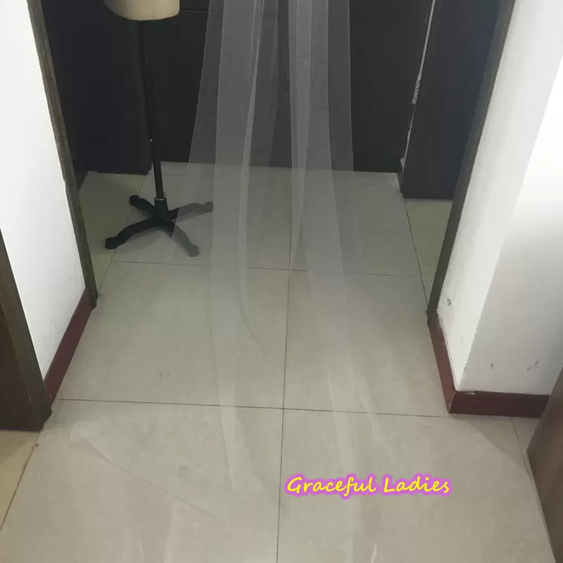 Sorbern  Soft Ivory Long Wedding Veils With Cathedral Length Train Wedding Veil With Metal Comb 108 Inch Long Bridal Veils Custom Length