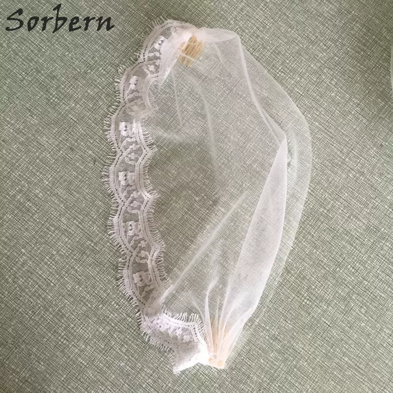 Sorbern  Vintage Lace Tulle Bandeau Birdcage Wedding Veil With Combs Blusher Veils Headband Veil 9''/ 22 cm Wide Birdcage Bridal Veils