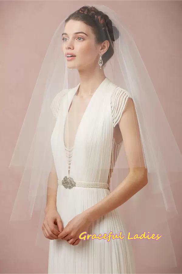 Sorbern  Extra Soft Tulle Bridal Veils High Quality Wedding Fingertip Length 1 Layer Cut Edge Bridal Blusher Veil With Black Clips Fix Custom-length