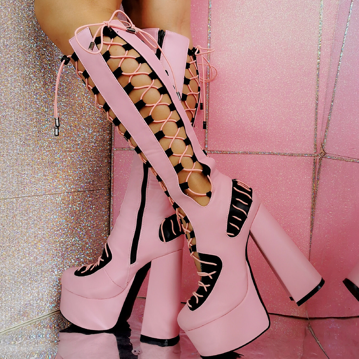 pink high boots