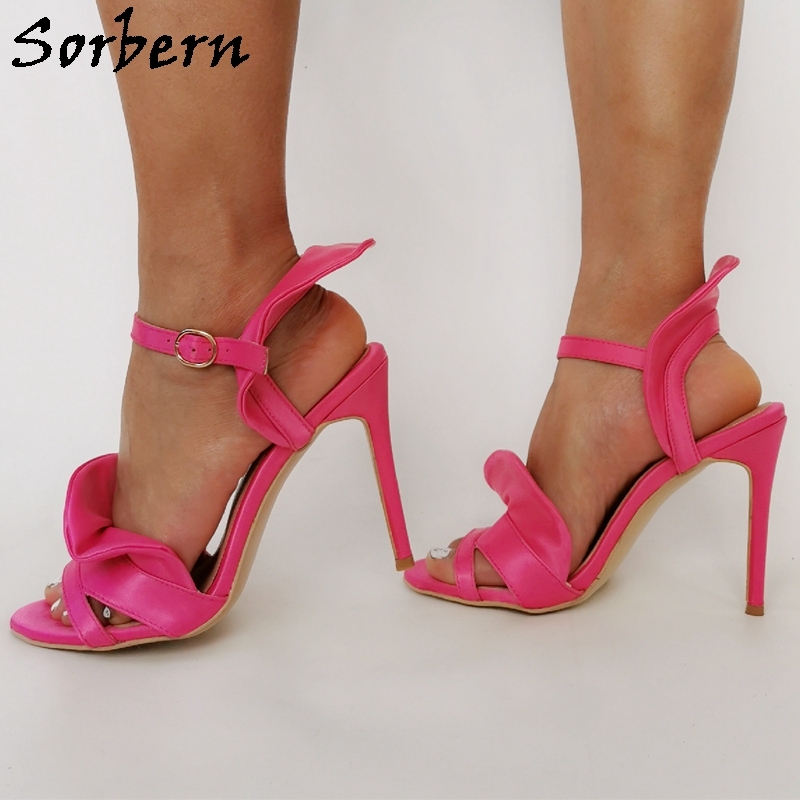 Sorbern Hot Pink Slingback Women Summer Shoes Stilettos High Heel Transvestite Shoes Size 12