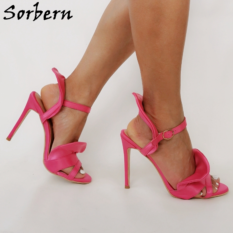 Sorbern Hot Pink Slingback Women Summer Shoes Stilettos High Heel Transvestite Shoes Size 12