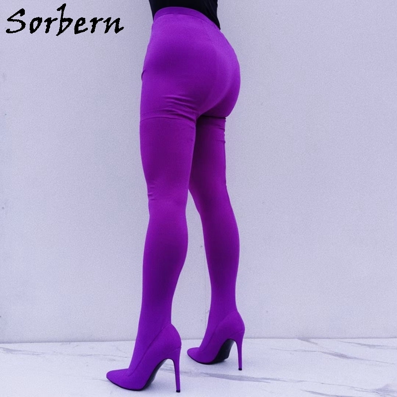 Sorbern White Matt Legging Boots Flat Heels Round Toe Comfortable Unisex Pant Suit
