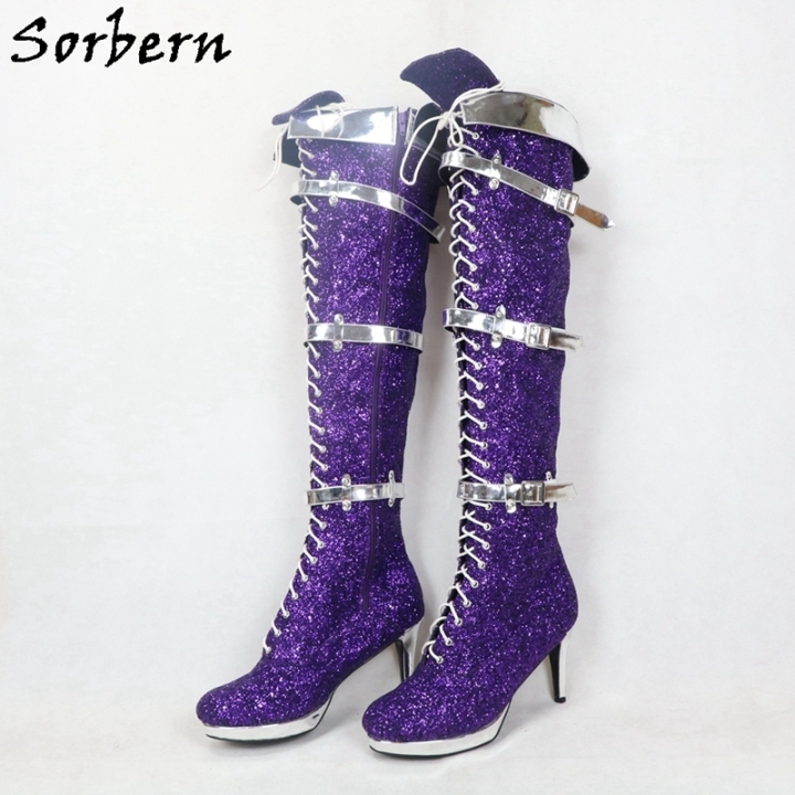 purple and gold boots