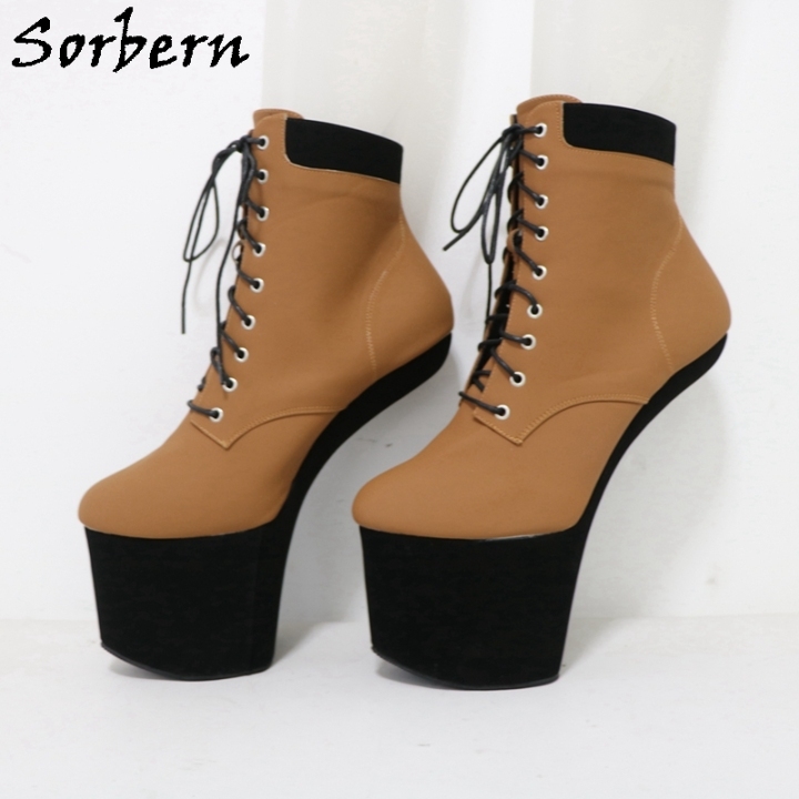 Sorbern Vintage Matt Heelless Boots Women Ankle High Booties