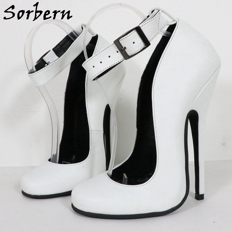 Sorbern 20cm Shoes Women Pumps Ankle Strap High Heel Pointed Toe Stilettos Pointed Toessorbern 7653