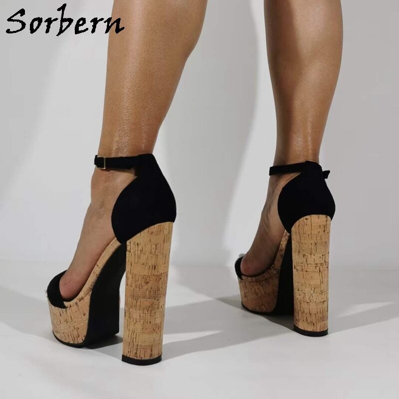 Sorbern Classical Summer Shoes Sandal Female Block High Heel Platform Cork Heeled Ankle Strap Custom Multi Colors