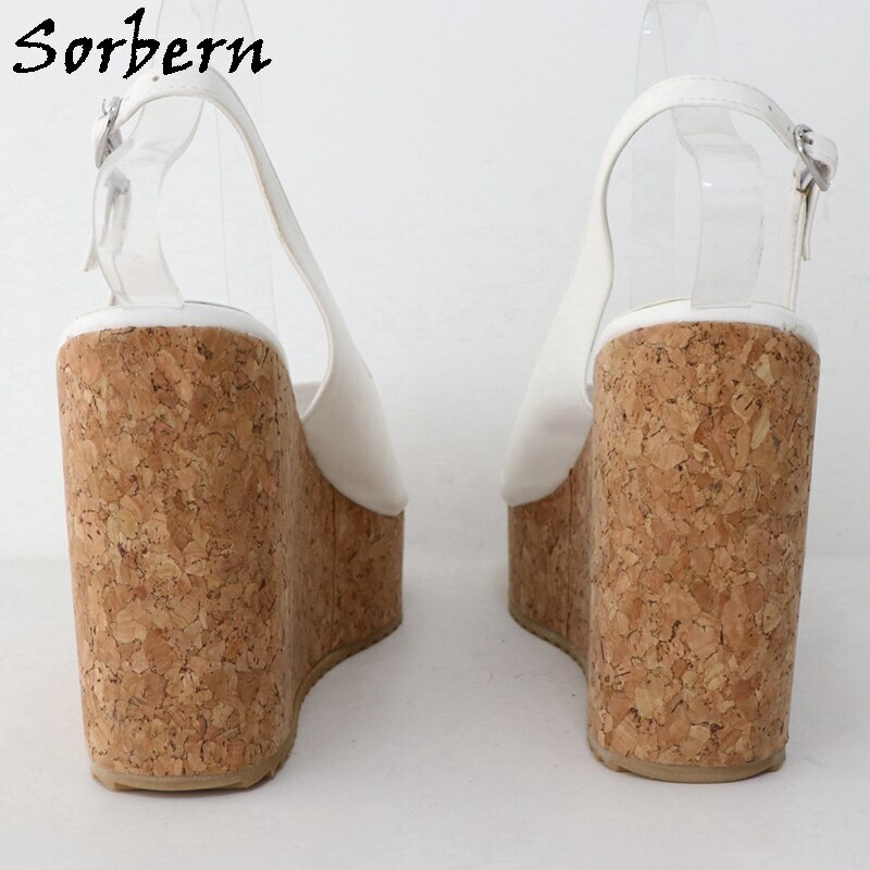 Sorbern Silver Metallic Block High Heel Sandals Transparent Pvc See Through Slingback