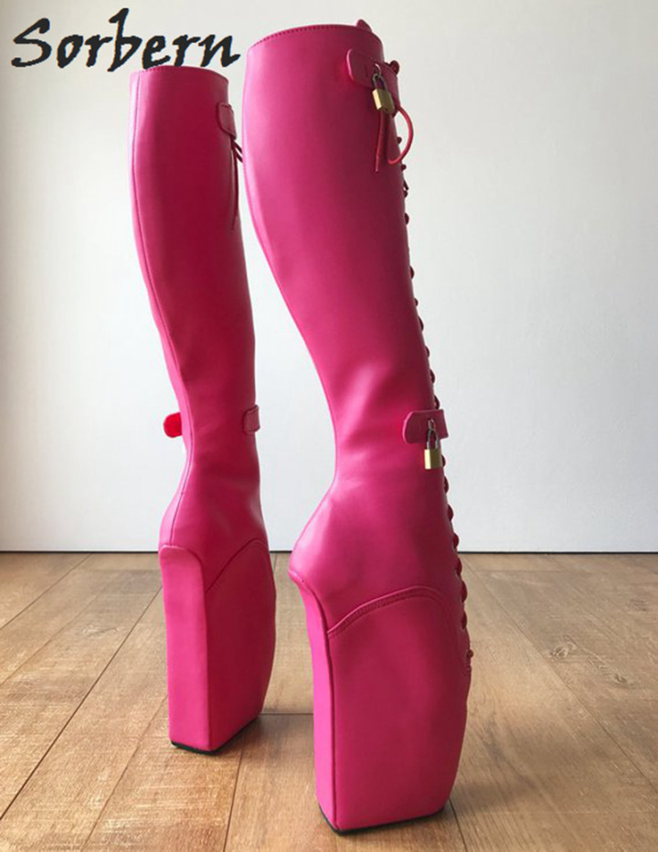 Sorbern Sexy Ballet Wedges Boots Women High Heels Dominatrix Heelless Knee Wedge BootsSorbern 174 Official