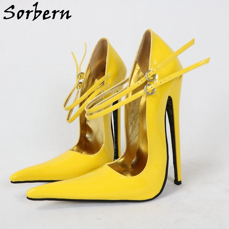 Yellow Side Zippers Ankle Pointed Head High Stiletto Heels ...