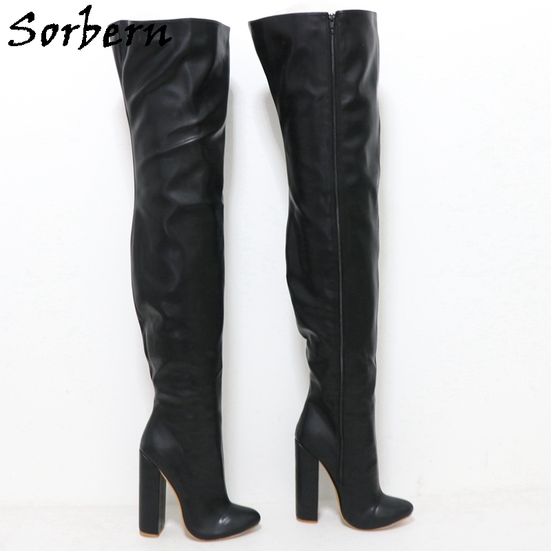 Mid thigh black boots store