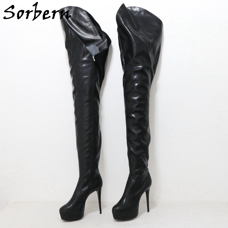 Sorbern Sexy Bdsm Fetish Boot Unisex 80cm Crotch Thigh High Heelless Boots With 9 Locks Each