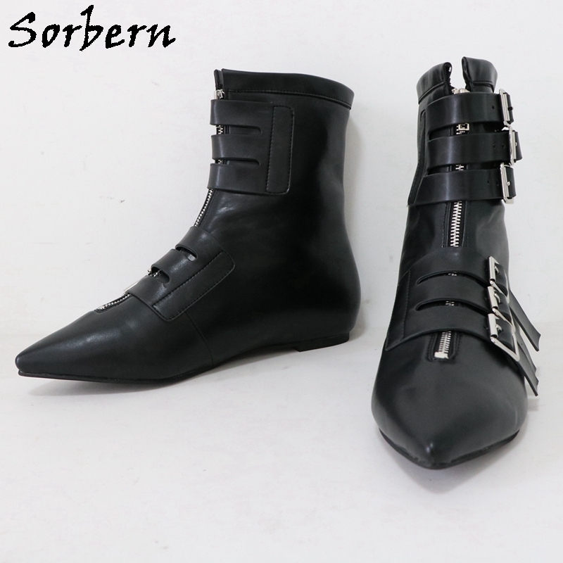 Wide ankle top boots flat heel