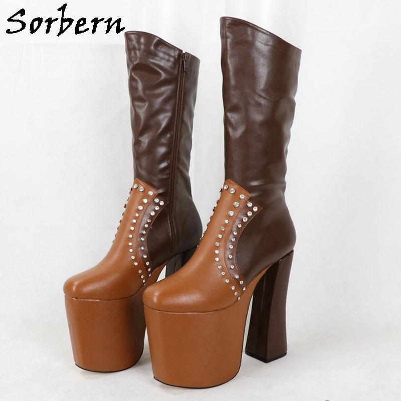 Thick Heel Metal Square Boots main image 0