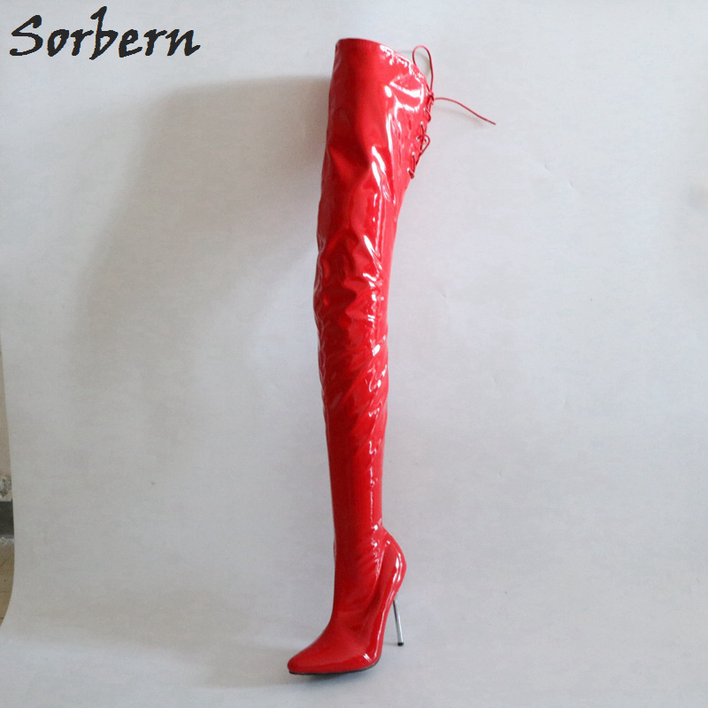 Thigh high boots lace up back on sale