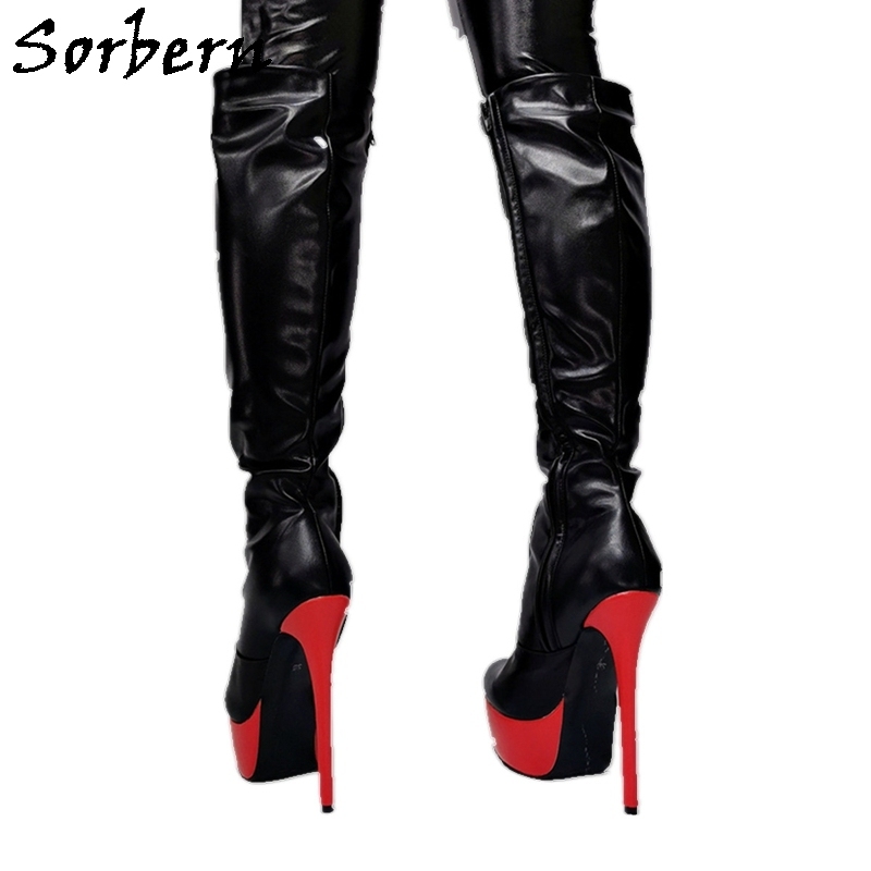 Knee Boots Red Bottom Shoes Boots Knee Boots Black Boots With Red