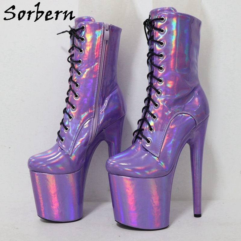 20CM Glitter Platform Pole Dance Ankle Boots - Open Toe High Heel Performance Boots main image 1