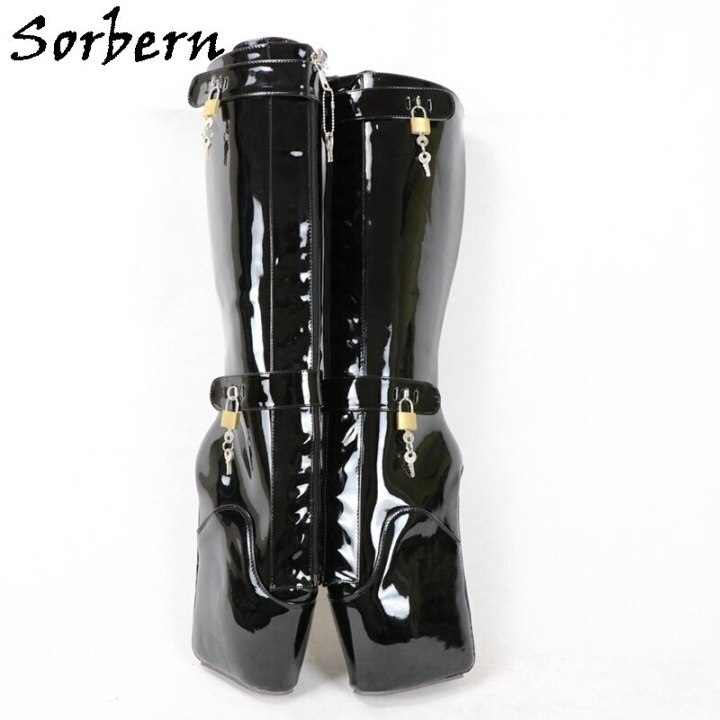 Sorbern Sexy Ballet Heels Knee High Boots Unisex Big Size 45