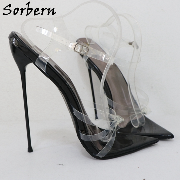 Sorbern Black Women Shoes Unisex Sandals High Heels 14Cm 16Cm 12cm 18cm Thin Straps Metal StilettosSorbern 174 Official