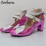 Hot Pink Metallic White Bows