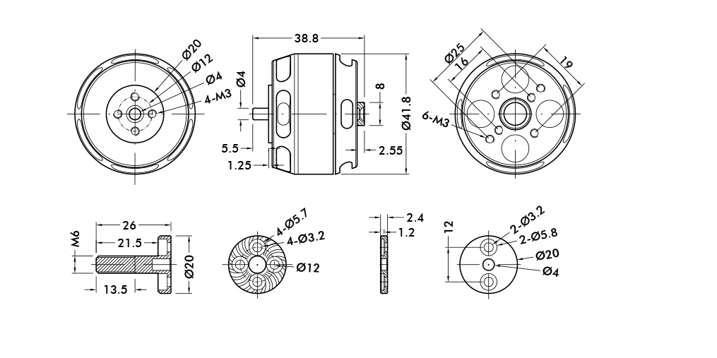 T-motor U3 kv700 brushless motor for multirotor UAV drone  