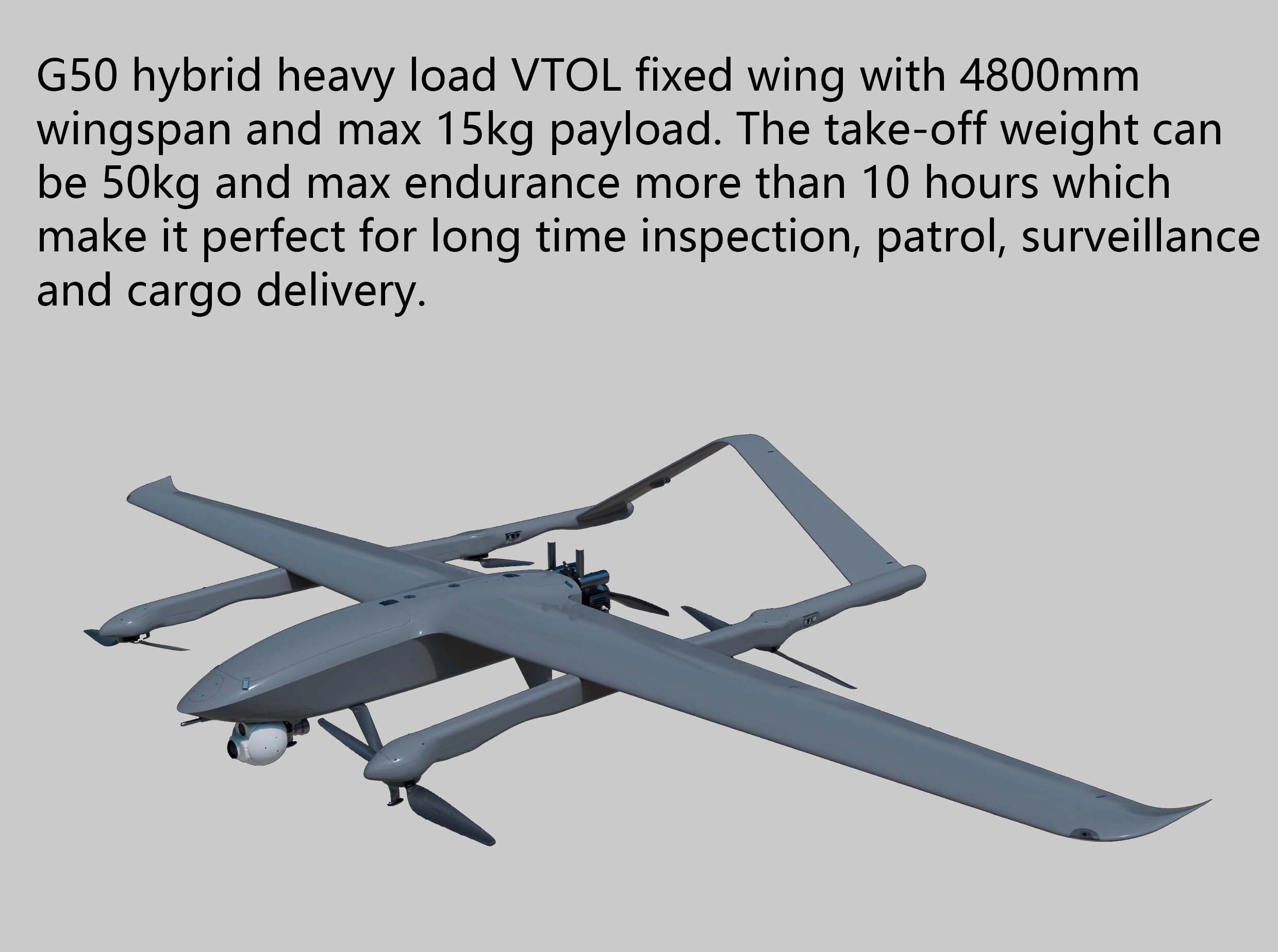 DSTECHUAS G50 Heavy Load VTOL Fixed Wing Drone ARF   