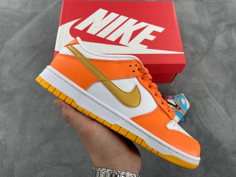Nike Dunk Low White/Orange Blaze-Gold