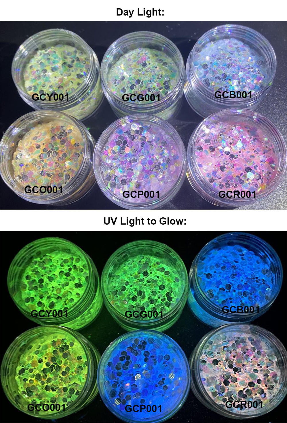  Glow in The Dark Glitter, 12 Colors Chunky Glitter for