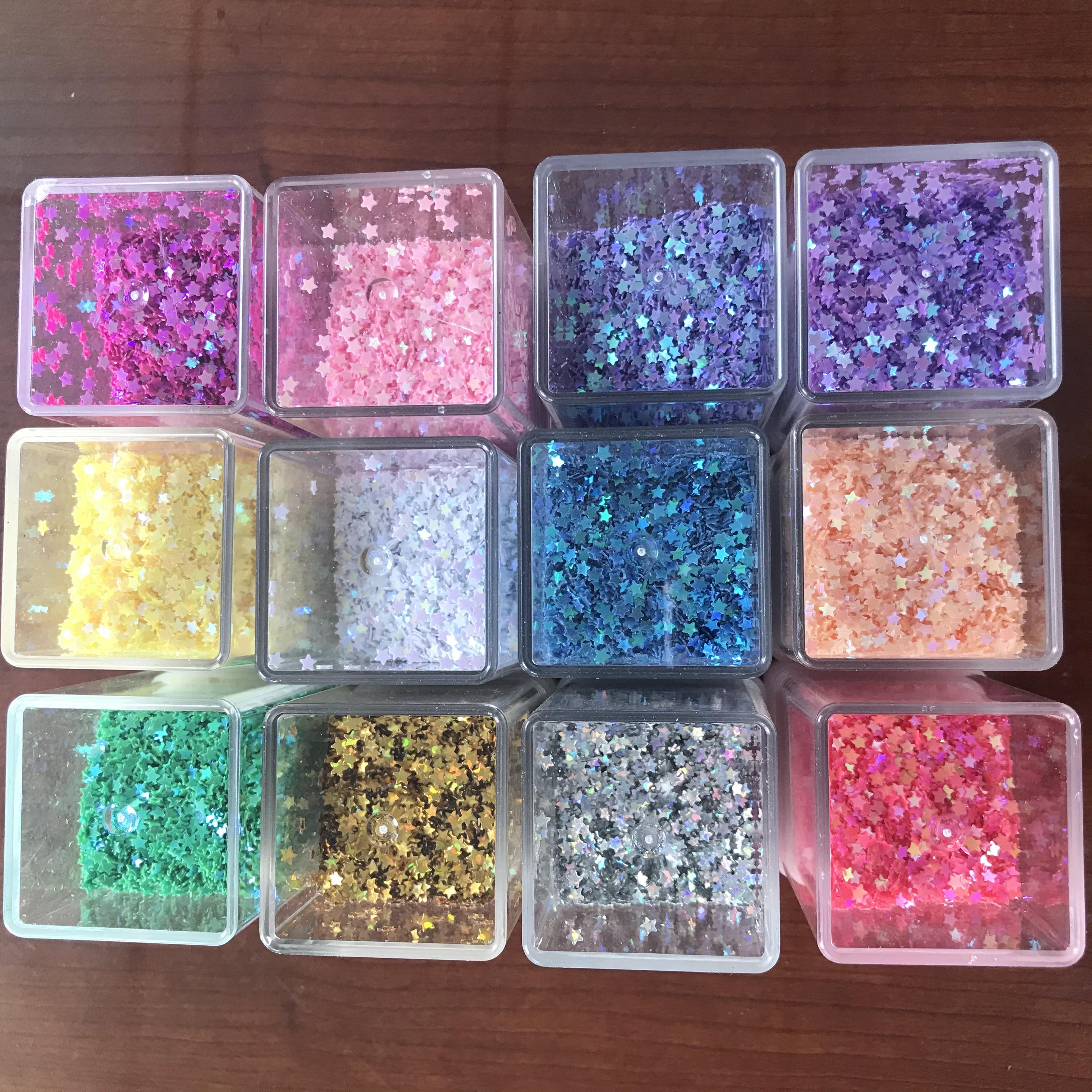 Iridescent Neon Mixed Shape Glitter Set / 12 Jars