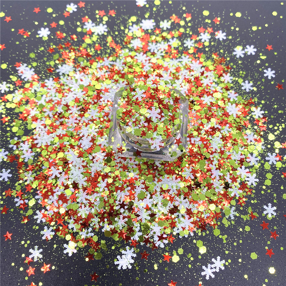 KS-SD031 Hot Selling christmas colors bulk flake glitter chunky snowflake  Glitter for decoration
