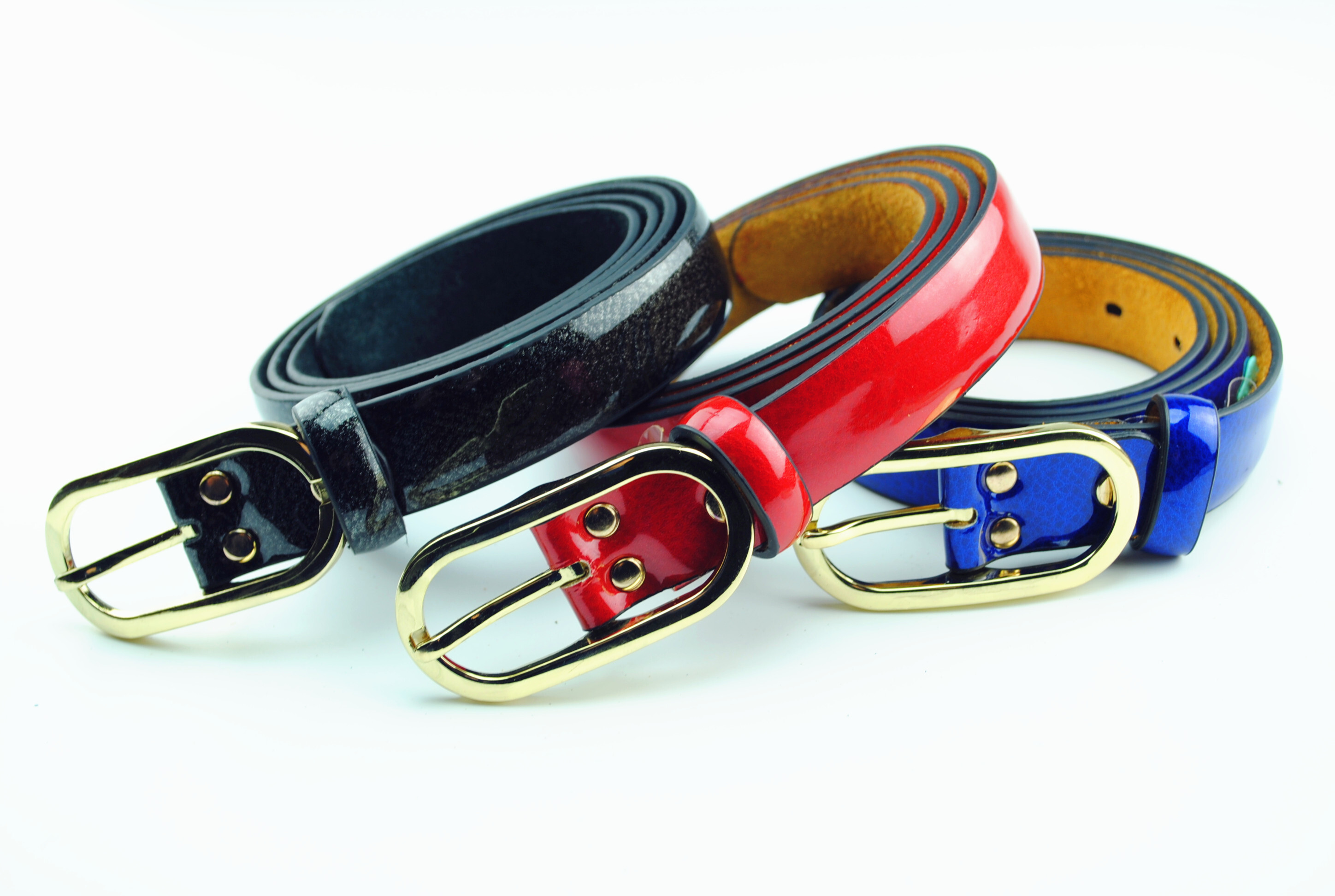 New Design Patent Leather Belt With Alloy Pin Buckle